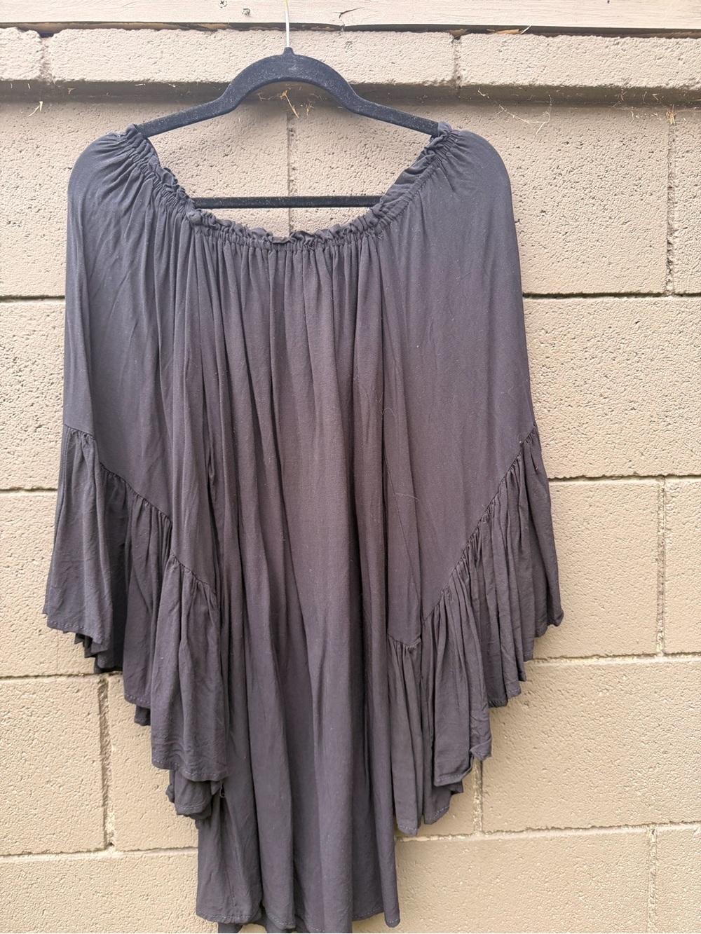 Black Off-Shoulder Ruffle Top